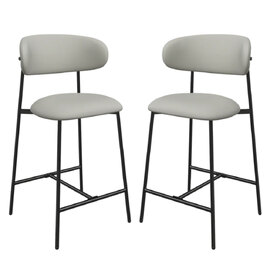 Amarillo Taupe Faux Leather Bar Chairs In Pair