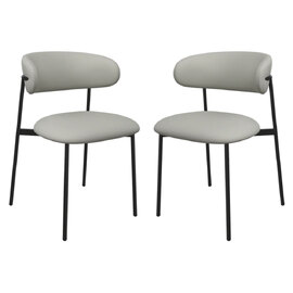 Amarillo Taupe Faux Leather Dining Chairs In Pair