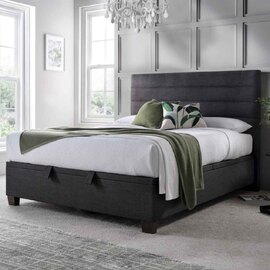 Ames Fabric Ottoman Storage Double Bed In Pendle Slate