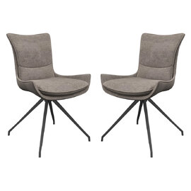 Amherst Mink Fabric Dining Chairs In Pair