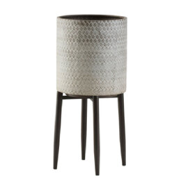 Amherst Small Metal Planter In Distressed And Whitewash