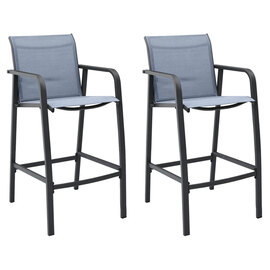 Ammy Grey Textilene Bar Chairs With Steel Frame In A Pair