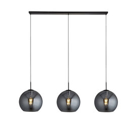 Amsterdam Bar 3 Pendant Light In Matt Black With Smoked Glass