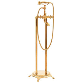 Angers Freestanding Bath Shower Mixer Tap With Shower Kit - Gold
