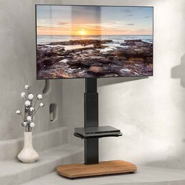Angleton Wooden Pedestal TV Stand - Black And Oak