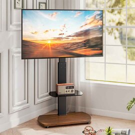 Angleton Wooden Pedestal TV Stand in Black and Walnut