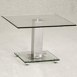 Ankaria Clear Glass Square Lamp Table With Chrome Base