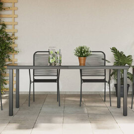 Ankeny Large Glass Top Garden Dining Table In Black