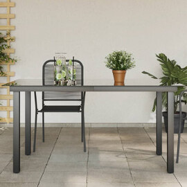 Ankeny Medium Glass Top Garden Dining Table In Black