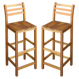 Annalee Brown Wooden Bar Chairs In A Pair
