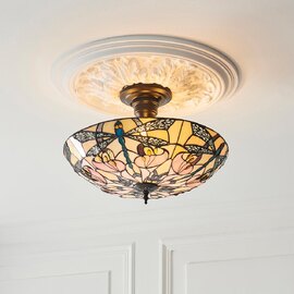 Anqing 2 Light Glass Semi Flush Ceiling Light In Satin Black