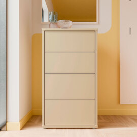 Ansley Tall Wooden Chest Of 4 Drawers in Butter Yellow