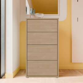 Ansley Tall Wooden Chest Of 4 Drawers in Elegancia Oak