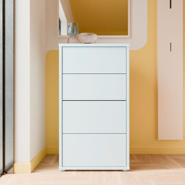 Ansley Tall Wooden Chest Of 4 Drawers in Light Grey
