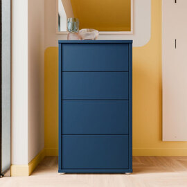 Ansley Tall Wooden Chest Of 4 Drawers in Night Blue