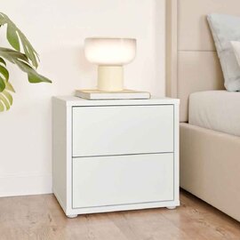 Ansley Wooden Bedside Cabinet with 2 Drawers in Light Grey