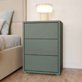 Ansley Wooden Bedside Cabinet with 3 Drawers in Sage Green