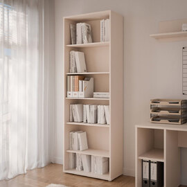 Ansley Wooden Bookcase with 5 Shelves in Sand