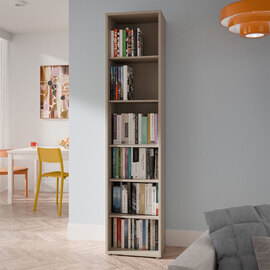 Ansley Wooden Bookcase with 5 Shelves in Taupe