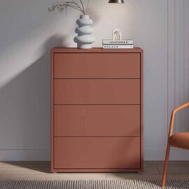 Ansley Wooden Chest of 4 Drawers in Terracotta