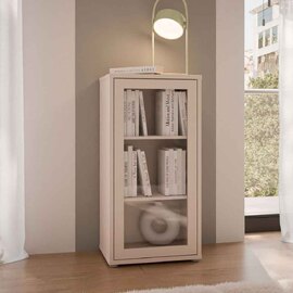 Ansley Wooden Display Cabinet with 1 Glass Door in Sand