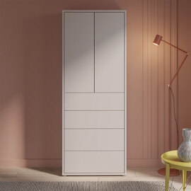 Ansley Wooden Display Cabinet with 2 Doors 4 Drawers in Sand