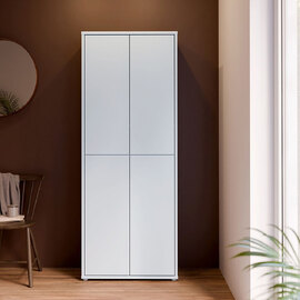 Ansley Wooden Display Cabinet with 4 Doors in Light Grey