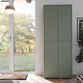 Ansley Wooden Display Cabinet with 4 Doors in Sage Green