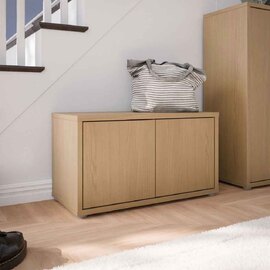 Ansley Wooden Hallway Seating Bench with 2 Doors in Elegancia Oak
