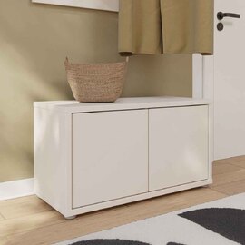 Ansley Wooden Hallway Seating Bench with 2 Doors in Sand