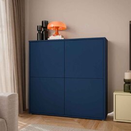 Ansley Wooden Large Storage Cabinet with 4 Doors in Night Blue