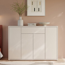 Ansley Wooden Shoe Storage Cabinet with 4 Doors and 1 Drawer in Sand