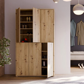 Ansley Wooden Shoe Storage Cabinet with 6 Doors in Artisan Oak