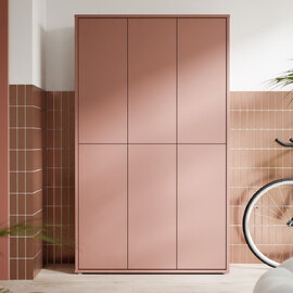 Ansley Wooden Shoe Storage Cabinet with 6 Doors in Terracotta