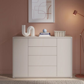 Ansley Wooden Sideboard with 2 Doors 4 Drawers in Sand