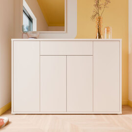 Ansley Wooden Sideboard with 4 Doors in Sand