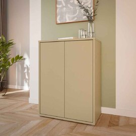 Ansley Wooden Storage Cabinet with 2 Doors in Butter Yellow