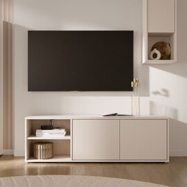 Ansley Wooden TV Stand with 2 Doors in Sand