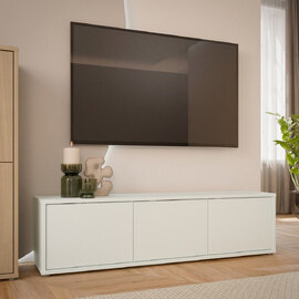 Ansley Wooden TV Stand with 3 Doors in Light Grey