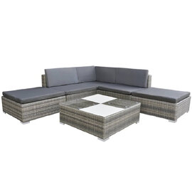 Antioch Rattan Garden Lounger Set With Coffee Table In Grey
