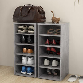 Antioch Set Of 2 Wooden Shoe Storage Rack In Concrete Effect