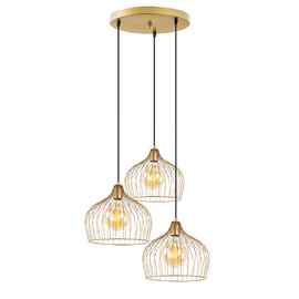 Bek 3 Light Metal Ceiling Pendant Light in Gold