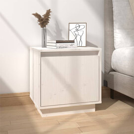 Aoife Pine Wood Bedside Cabinet With 1 Door In White