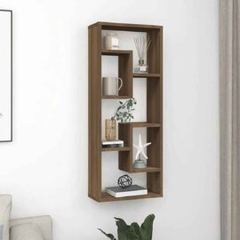 Aponka 36cm Wooden Wall Shelving Unit With 6 Shelves - Brown Oak