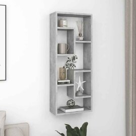 Aponka 36cm Wooden Wall Shelving Unit With 6 Shelves - Concrete Grey
