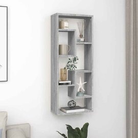 Aponka 36cm Wooden Wall Shelving Unit With 6 Shelves - Grey Sonoma