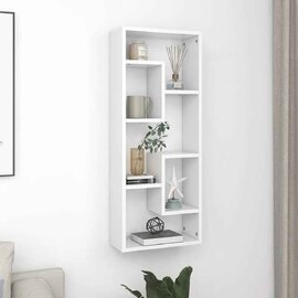 Aponka 36cm Wooden Wall Shelving Unit With 6 Shelves - White