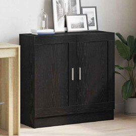 Aponka 80cm Wooden Storage Cabinet With 2 Doors - Black Oak