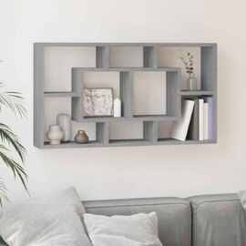 Aponka 80cm Wooden Wall Shelving Unit With 8 Shelves - Grey Sonoma