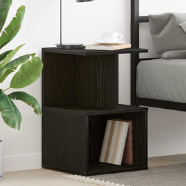 Aponka Wooden Bedside Cabinet With 1 Self - Black Oak